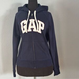 GAP Sweats Navy Blue Zip Up Logo Hoodie Women’s Size S